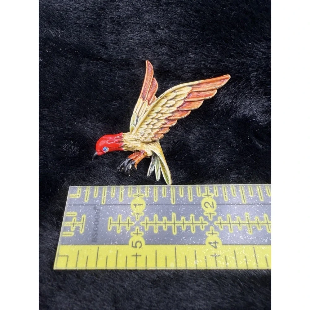 Vintage Arthur Pepper ART Brooch Pin Flying Eagle Bird Enameled Gold Tone Signed